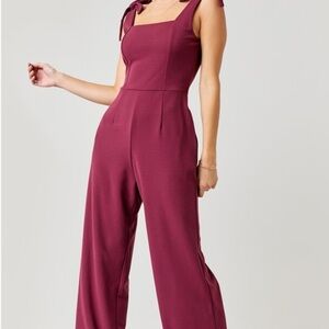 NWT Francesca’s x Blue Rain Burgundy Square Neck Jumpsuit